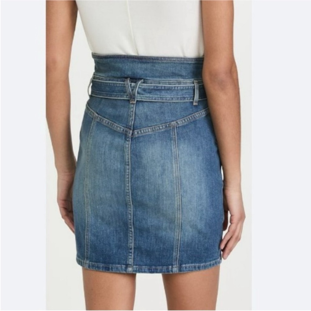 Veronica Beard Aliana Notch Waist Belted Stretch Cotton Skirt 8 Wash Keystone - Picture 4 of 9